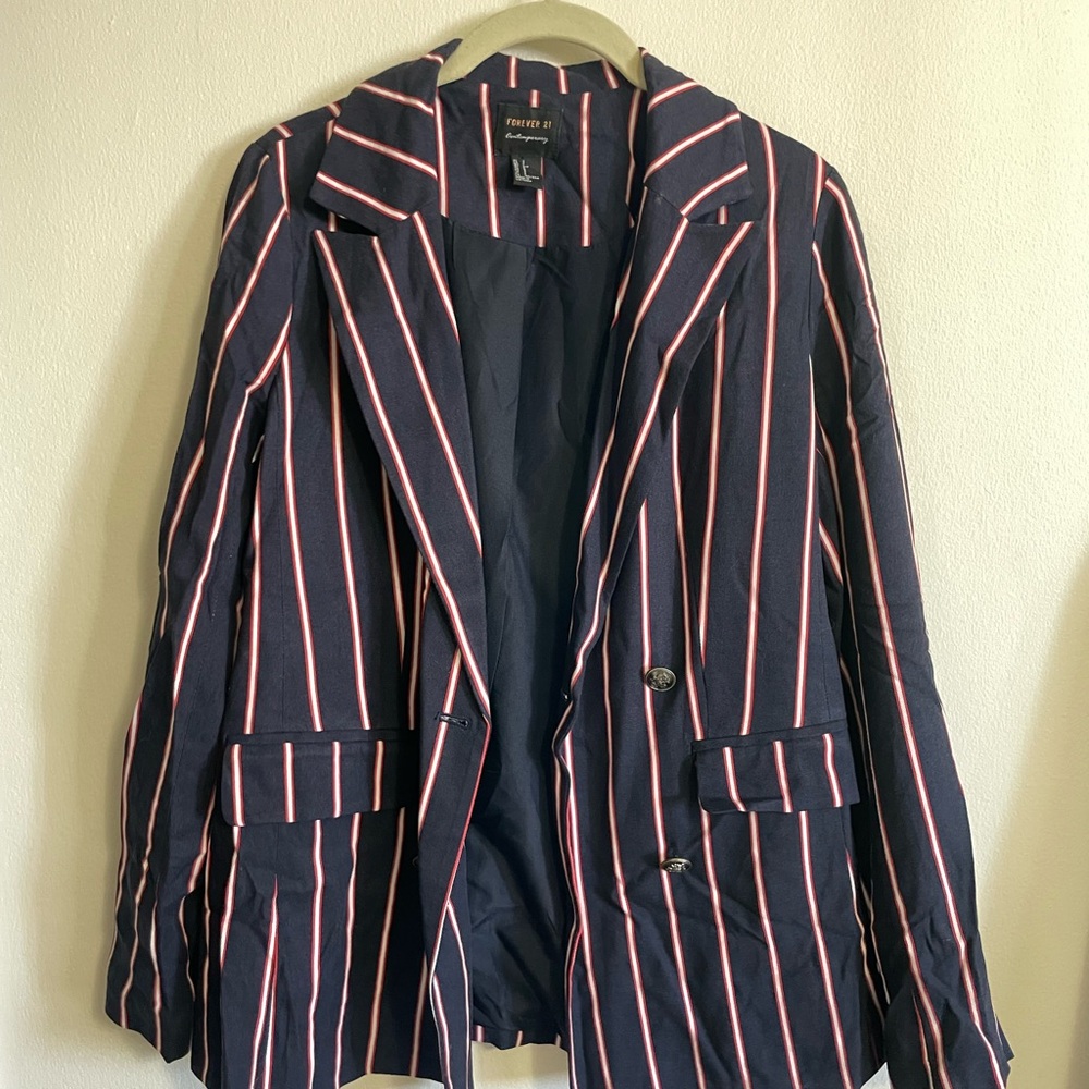 Striped Navy Blazer